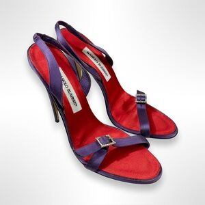 MANOLO BLAHNIK vintage 90s satin slingback heels